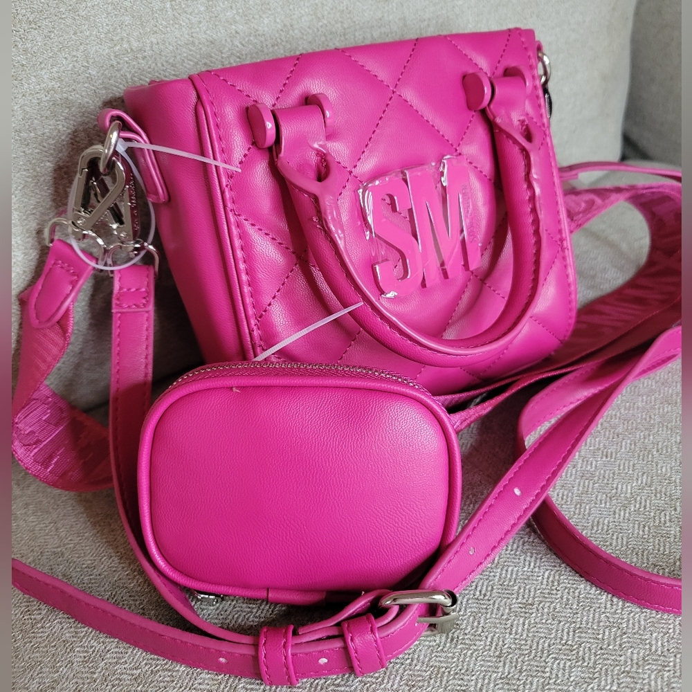 💟 Steve Madden FUSHIA BBabi Crossbody Satchel Bag with Air Pod Case
